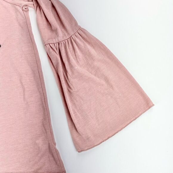 Chaser cold shoulder distressed bell sleeve rose pink top shirt XS - Picture 9 of 12